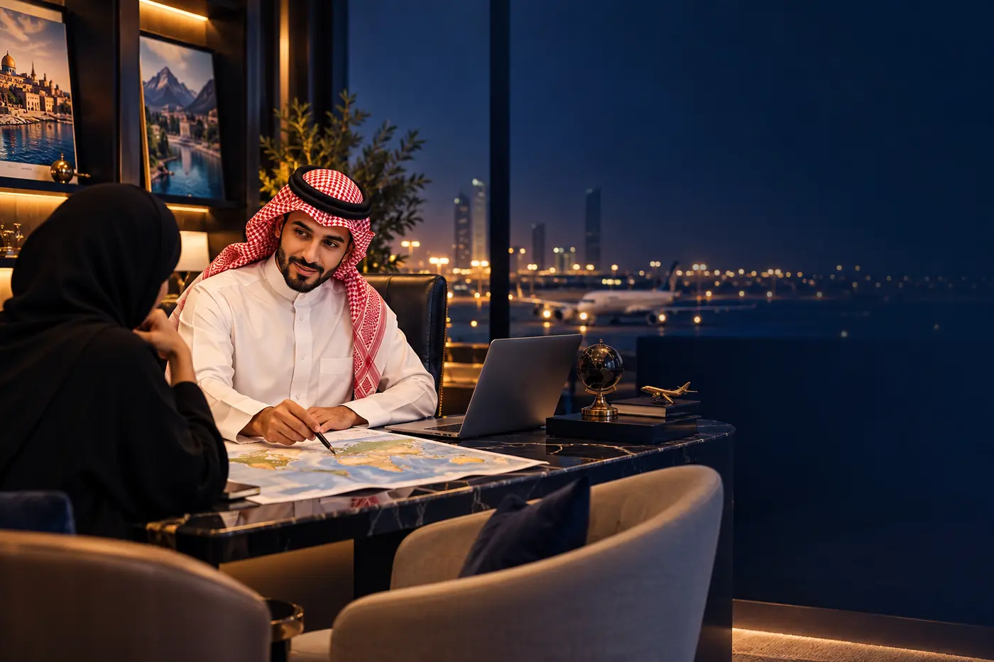 مستشار سفر سعودي يناقش تفاصيل رحلة مع عميل